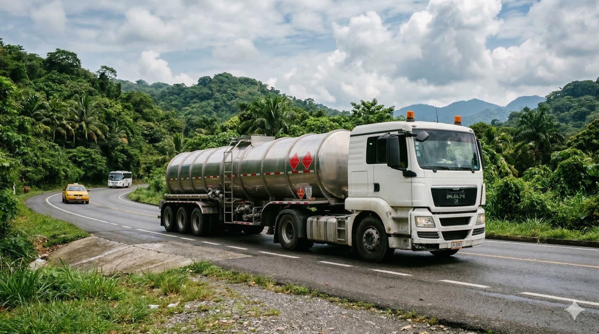 Pipa de transporte de materiales peligrosos en carretera